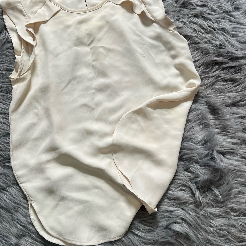 LOFT Cream Flutter Sleeve Ruffled Tank Top - Picture 3 of 9